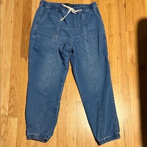 Blue Denim Jogger Pants with Drawstring